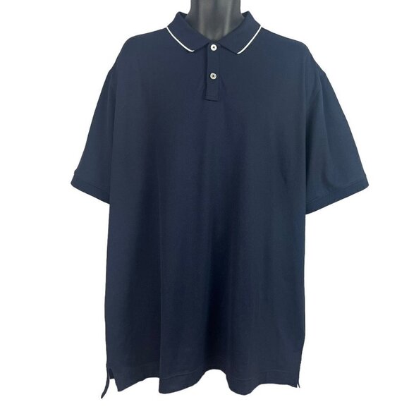 Footjoy Mens Polo Golf Shirt Dark Blue FJ Logo Short Sleeve Stretch 2XL XXL - Picture 1 of 9